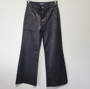 Ramy Brook Metallic Black Clifford Wide Leg Flare Jeans 27 Like New